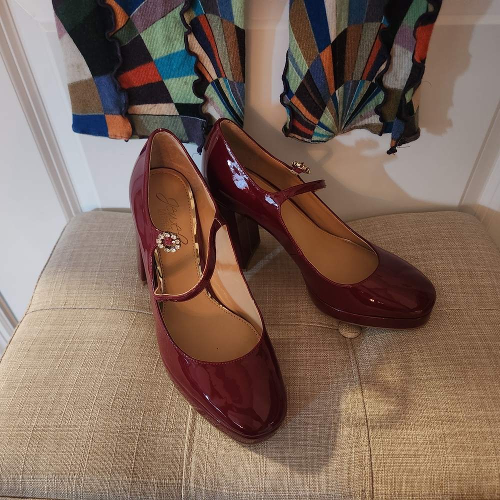 Badgley Mischka Deep Red Mary Jane Heels - Picture 7 of 7